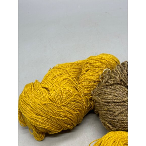 Hand-Dyed Wool Yarn Bundle Brown & Yellow Mix craft art READ - Picture 5 of 8